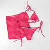 Designer Letter Velvet Swimwears Fashion 3 Piece Set Sexy Swimsuit Luxury Brand Women Bikini Summer Beachwear Bathing Suit