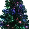 Decorações de Natal 24 Verde Pré-iluminado Mini Fibra Óptica Mesa Árvore de Natal Artificial com Luzes LED Base Dourada Árvore de Mesa de Natal 231127