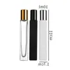 Empty Square Glass Roll On Bottles 10ml Essential Oil Perfume Bottle with Matte Black/White Color Stainless Steel Roller Ball Irgie