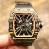 Designer Ri mlies Luxe horloges Heren mechanisch horloge Wijnvat r Rm12 01-serie Automatisch mechanisch Koolstofvezel Zwarte tape Heren Zwitsers uurwerk