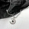 Chains FoYuan Silver Color Simple Korean Version Personalized Star Moon Necklace Women's Design Small Retro Jewelry