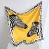 Scarves 90CM Silk Scarf Women Leopard Zebra Print Hand Painting Square Scarves Spain Echarpes Foulards Femme Wrap Bandana Large Hijab J230428