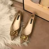 Dress Flat for Women Black Flats Dressy Comfort Chains Pointed Toe Slip on Casual Shoes Moccasins Khaki Big Size 43 44 45 230426