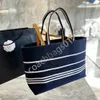 designer handbag summer beach tote bag Stripe Navy Denim Shoulder Bag C girls fashion matching handbag 32*13*24cm