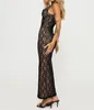 Party Dresses Classic Black Slim Fit Prom Dress Sexy Print Lace Sheer Evening Gown Square Neck Open Back Long Skirt Beauty Custom