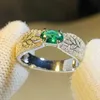 Band Rings Huitan Fancy Leaf Band Oval Green Cubic Zirconia Wedding Rings for Women 2023 Nya utsökta fingertillbehör Fashion Jewelry Z0428