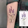 Tattoos Colored Drawing Stickers Waterproof Temporary Tattoo Sticker Color Realistic Lavender Flower Flash Tatoo Woman Kid Child Body Art Transfer Fake Tatto ManL