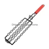 Bbq Tools & Accessories Bbq Tools Accessories Corn Barbecue Rack Sau Net Clip Steel Iron Basket Detachable Folding Portable Grilling M Dh7P4