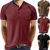 Men's T Shirts Long Shirt Male Spring And Summer Retro Business Casual Travel Multi Buttons O Neck Solid Color Tees For Men