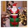 Juldekorationer Giant Train Uppblåsbara leksaker utomhusdekoration Led Santa Claus Snowman Xmas Tree for Garden Year Decor 231127