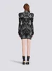 Grundläggande casual klänningar Designer Luxury Bal New Jacquard Knit Mini Dress med en hög krage svart Z37A