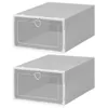 Boîtes Poubelles Boîte avec anneau de traction en forme de cœur Assemblage facile Type de tiroir en plastique Boîte à chaussures Stockage à domicile W0428