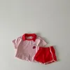 Strampler Sommer Baby Kurzarm Kleidung Set Infant Girl Cute Fruit Print T-Shirt Shorts 2pcs Anzug Jungen Freizeitkleidung 230427