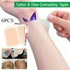 Tatoeages Gekleurde Tekening Stickers 6 STKS Tattoo Masking Tape Tattoo Cover Up Waterdichte Litteken Concealer Sticker Huidskleur Verhullende Draagbare Siliconen Litteken SheetsL2