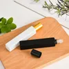 Empty Square Glass Roll On Bottles 10ml Essential Oil Perfume Bottle with Matte Black/White Color Stainless Steel Roller Ball Irgie