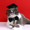 Hundkläder Lovely Pet Graduation Hat Felt Suit Justerbar kattkrage Glasögon Set Cosplay Decorative