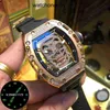 Designer Ri Mlies Luxury Watchs Men's Watch Mechanical Hollowed Automatic Out Skull Diamond Inlaid Personlig mode Lysande tidvatten Tejp Vattentät hög kvalitet