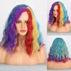 Perucas sintéticas estilo peruca feminino split espuma rosto encaracolado curto cabelo encaracolado halloween colorido fibra sintética capa de cabelo