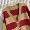 Automne/hiver hommes femmes marque de mode designer évider jacquard rayure patchwork cardigan pull veste manteau