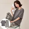 Pigiama da donna Primavera Estate a maniche corte Elegante Pigiama da donna Set Astratto Sexy Nero Pigiama da notte Plaid Sleepwear Lounge Homewear Fashion 230428