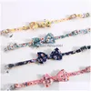 Colliers de chat mène Daisy Tournesol Imprimer Tissu Coton Collier de chien Pet Bow Tie Belle sangle de cou Bleu Rose Bowknot mignon pour petit Mi Dhth2