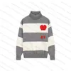 Autumn/Winter pullover sweater Heart embroidered jacquard Paris fashion loose casual knitwear AMIS for men and women