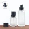 50G Glass Bottle Wtih Plastic Wood Grain Lids 50ML 110ML 150ML Frost Glass Cream Cosmetic Container Pump Bottles Akfdg