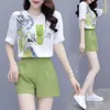 Tute da donna Tuta per il tempo libero Abiti estivi versione coreana Set Pantaloncini corti per giovani studenti 2 Abiti moda donna in due pezzi Z55