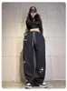 Calças femininas Black Cross Sports Sports femininos Leggings soltos Small Star Design Guard American Fashion Marca Y2K Casual