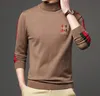 Suéter de diseñador para hombre Suéter para hombre Top cálido de color sólido con cuello alto para hombre de invierno, camisa con parte inferior engrosada para hombres de mediana edad y jóvenes, camisa de punto para hombres