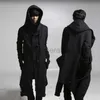 رجال الرجال للرجال Sweatshirts Winter Men Linen Rope Button Hip Hop Long Hoodie Gothic Hooded Cloak Nightclub DJ Singer Punk Rock Stage Fleece Hoodieszln231128