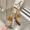 Aquazzura Flor sapatos embelezados com cristal Slingback Sandálias com tira no tornozelo bombas de salto agulha mulheres designer de festa à noite sapatos de casamento sapatos de fábrica