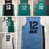 Sewing Ja Morant＃12 Mike Bibby＃10バスケットボールジャージの男性グリーンブルーホワイトシティジャージージャストドンショート