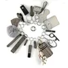 Porte-clés 17pcs / Set Maçonnerie Mode Filles Défense extérieure Porte-clés Accessoires Portable Pendentif Cylindre Sac de rangement