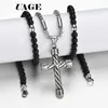 Pendant Necklaces UAGE Cross Pendant Necklace For Men Women 316L Stainless Steel Rosary Beads Necklace Religious Jewelry 231127