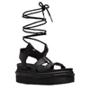 Platform Sandalet Tasarımcı Kadın Sandel Siyah Moda Gladyatör Sandalet Ayak Bileği Toka Dantel-up Gerçek Deri Yaz Snadales