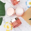 Pink Glass Cosmetic Cream Jar with Rose Gold Lid 5g 10g 15g 20g 30g 50g 60g 100g Makeup Cream Jar Travel Sample Container Bottles with Snlg