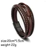 Charm Bracelets ZG Woven Leather Bracelet For Men Classic Fashion Multi Layer Pulsera Hombre Jewelry Gift