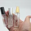 Przezroczyste przenośne szklane perfum butelka 10 ml 20 ml puste pojemniki kosmetyczne ze złotą srebrną czapką Atomizer