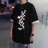 Men's T Shirts Summer T-shirt Night View Reflective Short-Sleeved Loose Colored Light Cotton Half Sleeve Korean Style Clothing