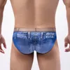 Mutande Uomo Stampa 3D Jeans Slip Biancheria intima sexy Bikini Pantaloncini elastici Tronchi Perizoma U Custodia convessa Lingerie erotica