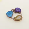 Pendant Necklaces Retro Antique Copper Vintage Crystal Stone Natural Raw Amethysts Citrines Annulus Necklace Pendants Bohemia Jewelry DIY