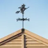 Garden Decorations Magic Broom Witch Weathervane Silhouette Art Black Metal Wind Veans Outdoors For Roof Yard Building 231127