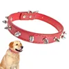 Hundhalsar Anti-bit spikade stött krage pu läderhalsband justerbar husdjur som går för små medelstora stora hundar
