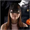 Party Masks Halloween Masquerade Mask Women Lovely Lace Crown Half Face Venetian Supplies Mardi Gras Noble Mysterious for Christmas Dhmst