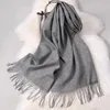 Scarves Winter 100% Pure Wool Scarf Neck Warmer Women Echarpe Wrap with Tassel Pashmina Foulard Femme Merino Cashmere Scarves for Ladies 231128