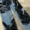 Damesjeans Europese en Amerikaanse stijl Wide Foot Angel Patroon Y2K Jean's Autumn Winter Gedrukte modieuze etnische broek 230427