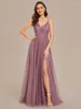 Party Dresses Elegant Evening Dress V Neck Sleeveless Embroidery Floor Length With Spaghetti Straps 2023 Ever Pretty Of Orchid Bridesmaid