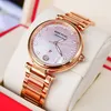 ساعة معصم الشعاب المرجانية النمر/RT Women Wrist Rose Gold Blue Dial Automatic Watches Diamond Ladies Clock RGA1590