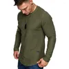 T-shirts pour hommes automne hiver hommes T-shirt à manches longues sport décontracté col rond haut chemise de fond